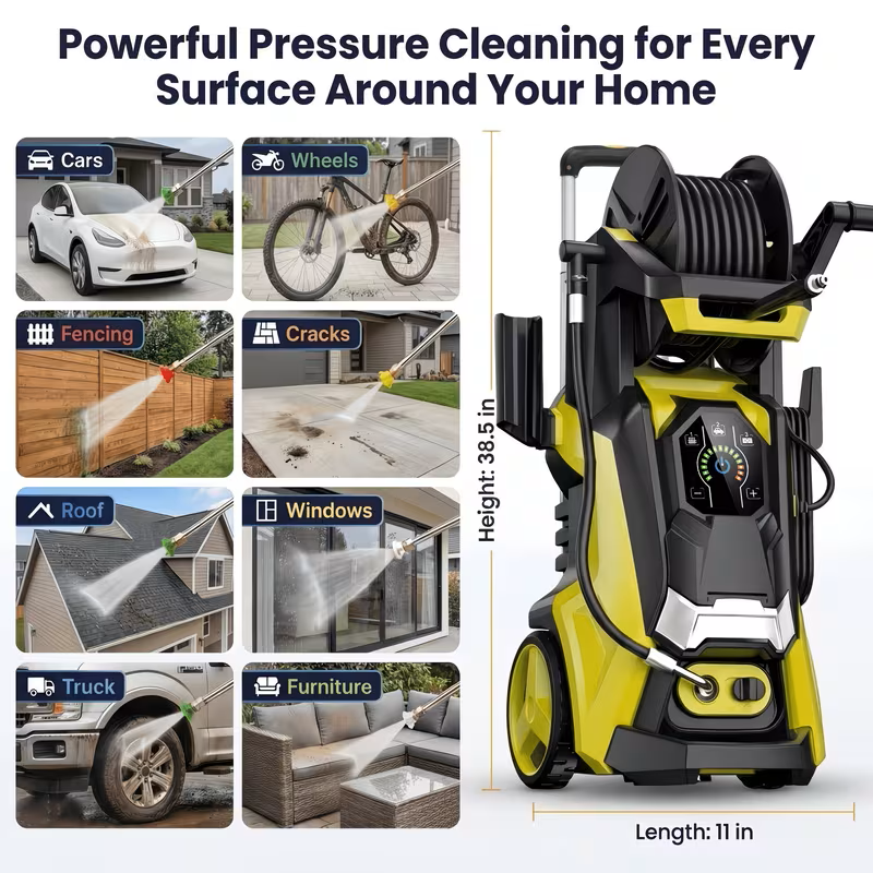 Electric Pressure Washer 4500 PSI – Foam Cannon & Hose Reel