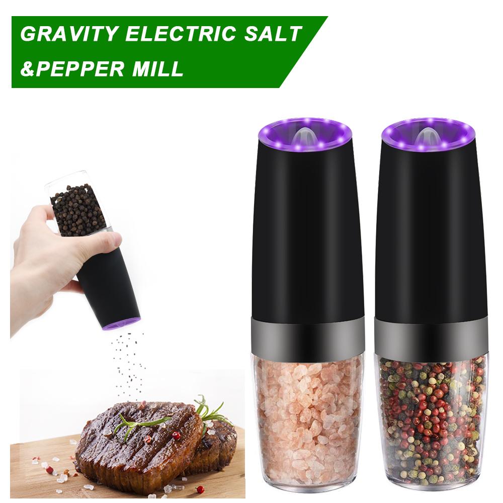 Electric Gravity Pepper & Salt Grinder with LED Light
