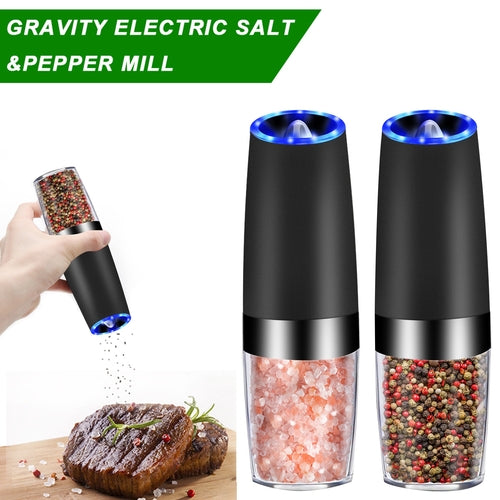Electric Gravity Pepper & Salt Grinder with LED Light