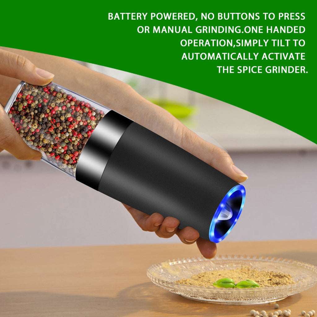 Electric Gravity Pepper & Salt Grinder with LED Light
