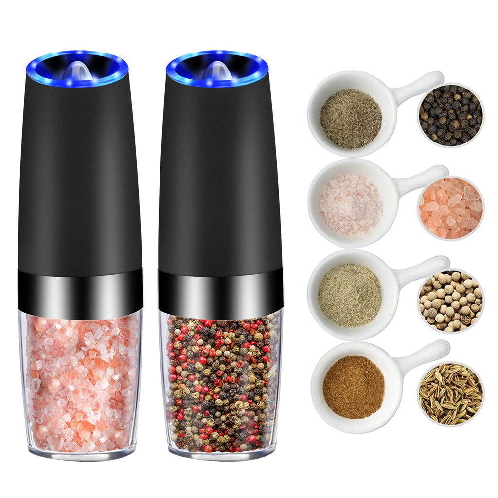 Electric Gravity Pepper & Salt Grinder with LED Light