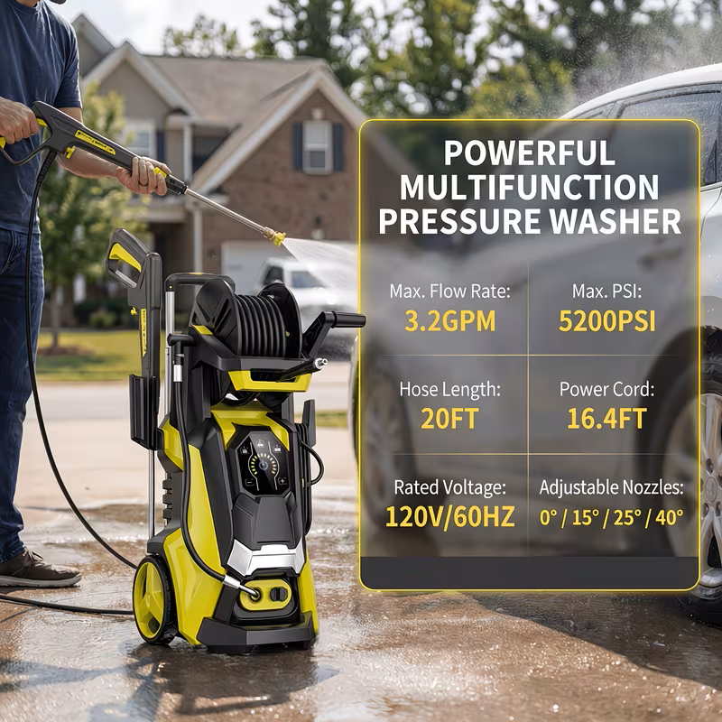 Electric Pressure Washer 4500 PSI – Foam Cannon & Hose Reel