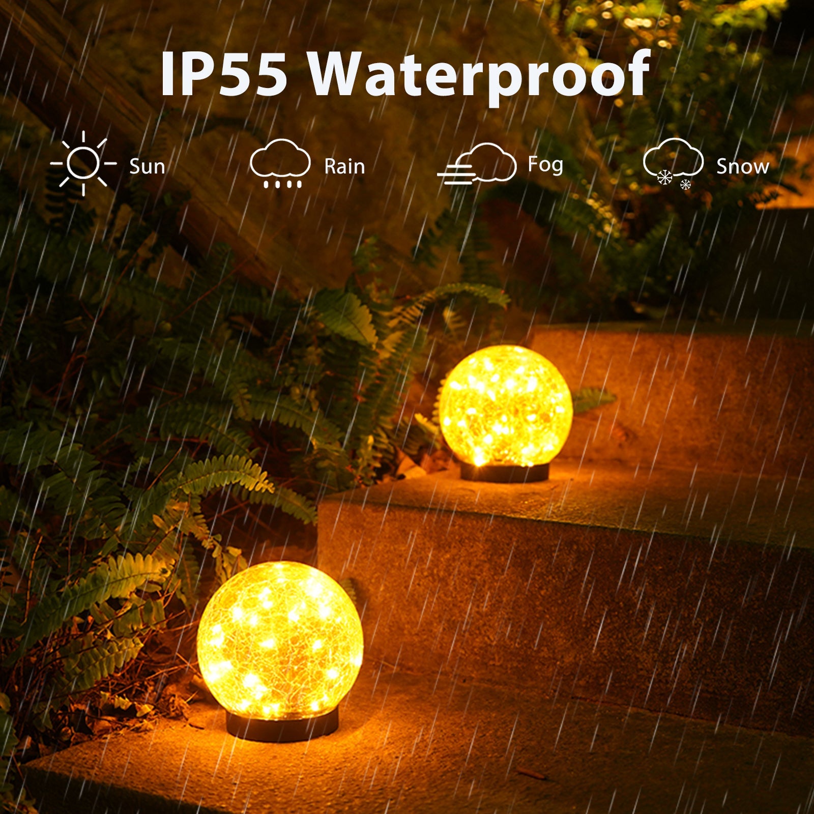 Solar Cracked Glass Garden Lights – Waterproof Outdoor LED (2-Pack)