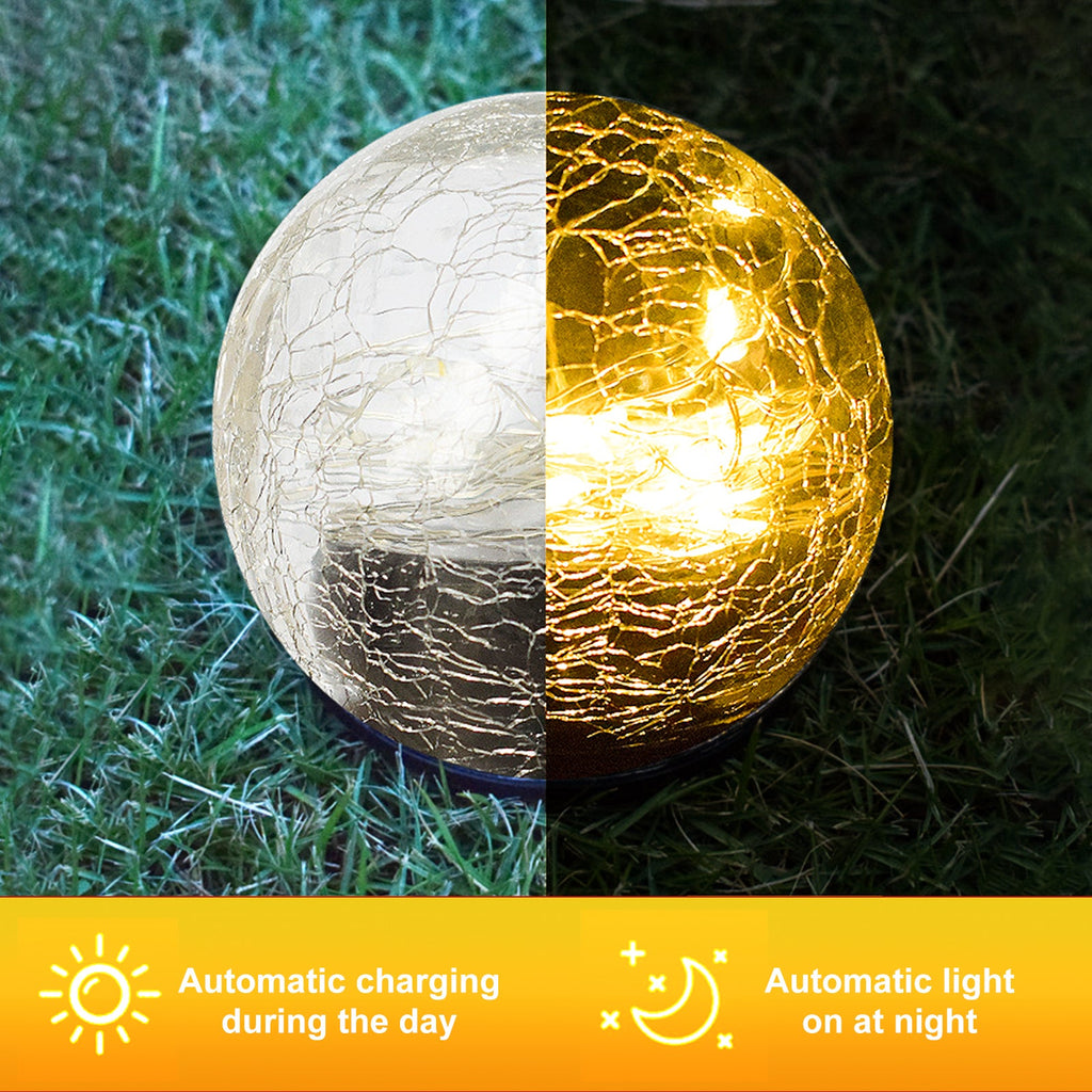 Solar Cracked Glass Garden Lights – Waterproof Outdoor LED (2-Pack)