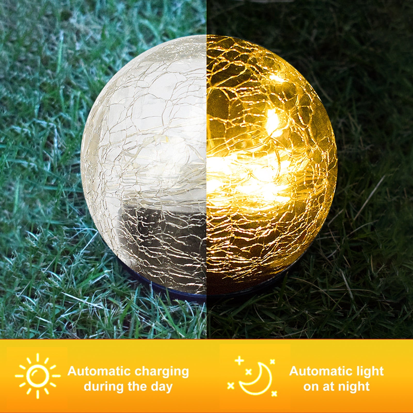Solar Cracked Glass Garden Lights – Waterproof Outdoor LED (2-Pack)