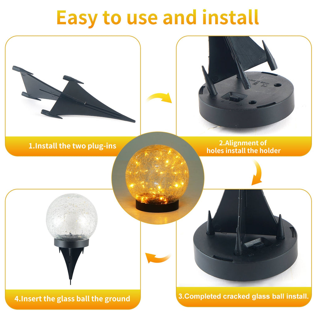 Solar Cracked Glass Garden Lights – Waterproof Outdoor LED (2-Pack) - view 2