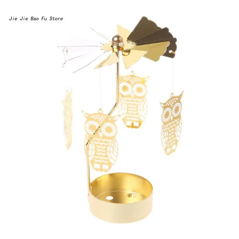 Rotary Spinning Tea Light Candle Holder Metal Tabletop Stand for Wedding and Home Decor, 3.15 x 5.12 in (8 x 13 cm)