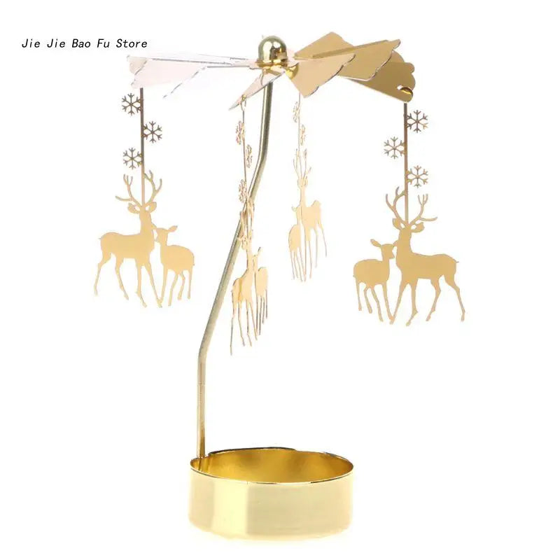 Rotary Spinning Tea Light Candle Holder Metal Tabletop Stand for Wedding and Home Decor, 3.15 x 5.12 in (8 x 13 cm)