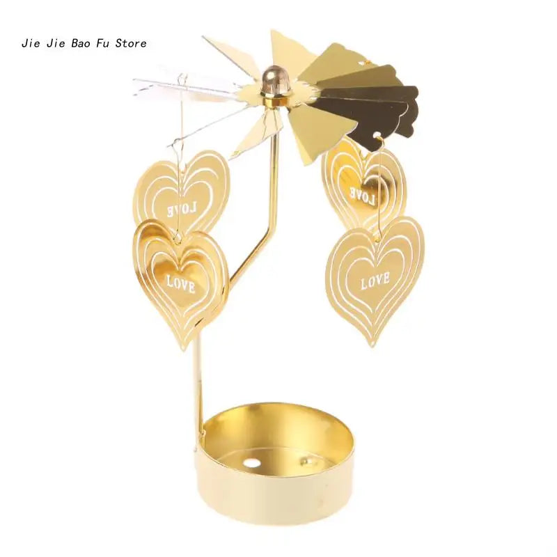 Rotary Spinning Tea Light Candle Holder Metal Tabletop Stand for Wedding and Home Decor, 3.15 x 5.12 in (8 x 13 cm)