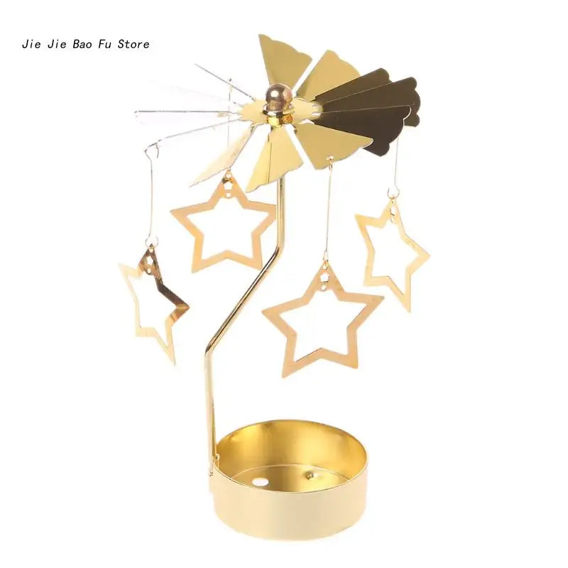 Rotary Spinning Tea Light Candle Holder Metal Tabletop Stand for Wedding and Home Decor, 3.15 x 5.12 in (8 x 13 cm)