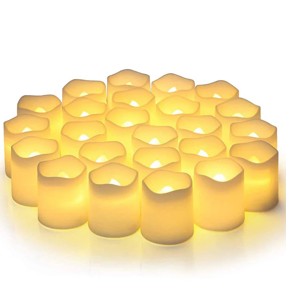 24-Pack Flameless LED Tea Lights – Warm White Flickering Candles
