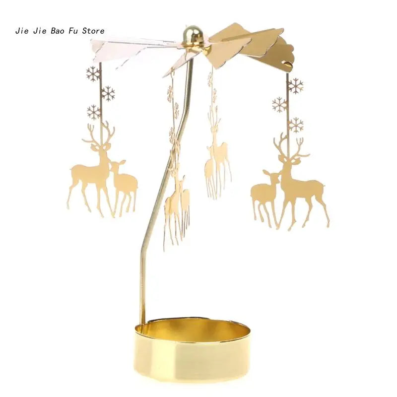 Rotary Spinning Tea Light Candle Holder Metal Tabletop Stand for Wedding and Home Decor, 3.15 x 5.12 in (8 x 13 cm)