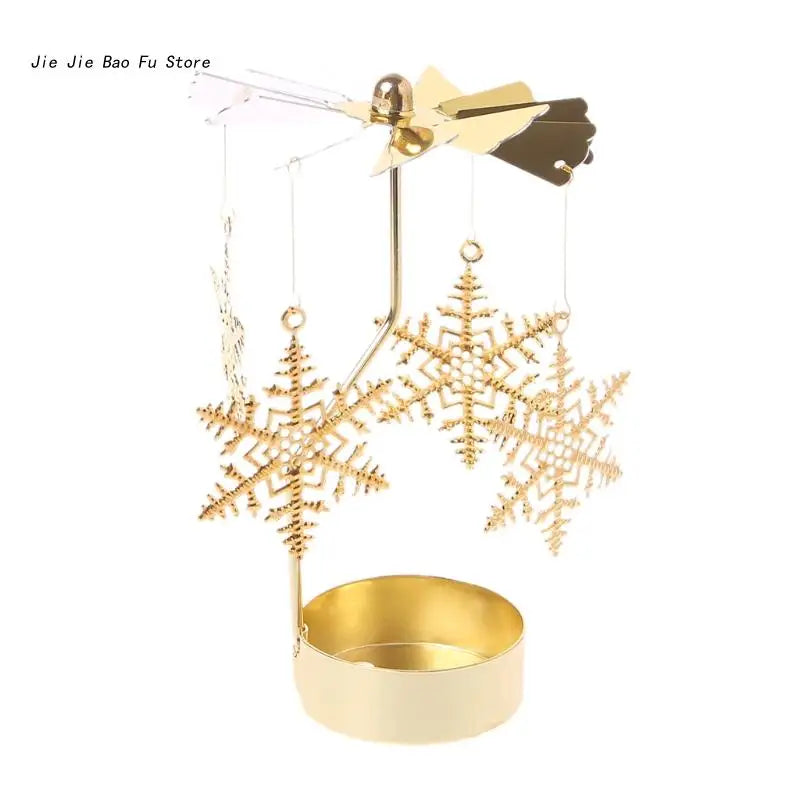 Rotary Spinning Tea Light Candle Holder Metal Tabletop Stand for Wedding and Home Decor, 3.15 x 5.12 in (8 x 13 cm)