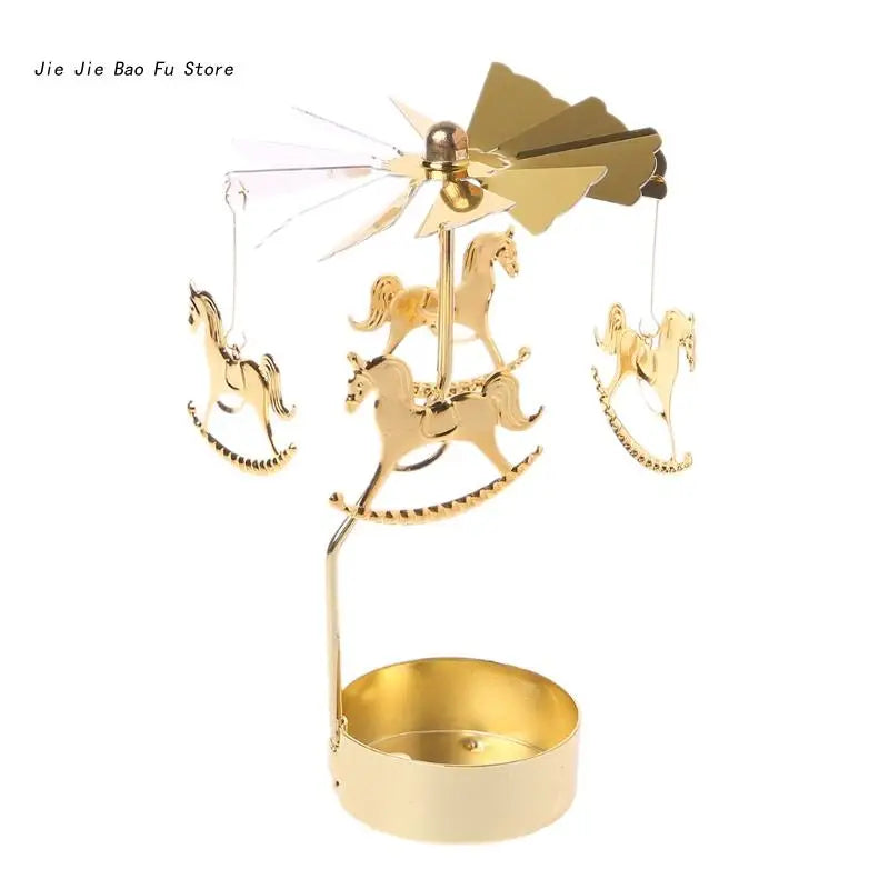 Rotary Spinning Tea Light Candle Holder Metal Tabletop Stand for Wedding and Home Decor, 3.15 x 5.12 in (8 x 13 cm)
