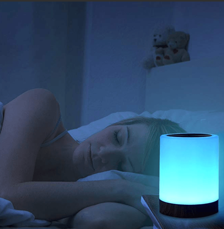 Wood Grain USB Touch Night Lamp – Dimmable RGB Bedside Light