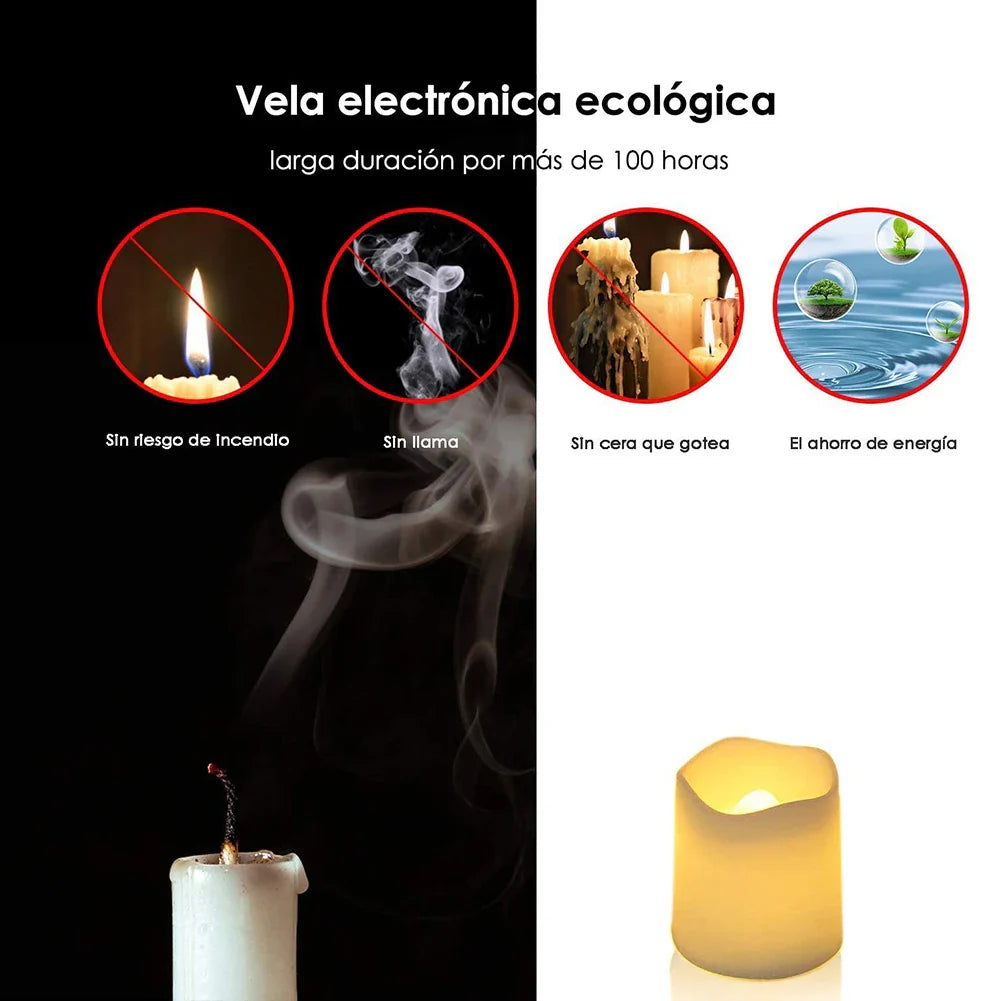 24-Pack Flameless LED Tea Lights - Warm White Flickering Battery-Operated Candles for Wedding, Home, Halloween, Christmas