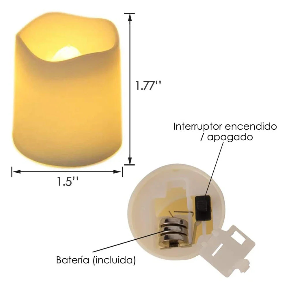 24-Pack Flameless LED Tea Lights - Warm White Flickering Battery-Operated Candles for Wedding, Home, Halloween, Christmas