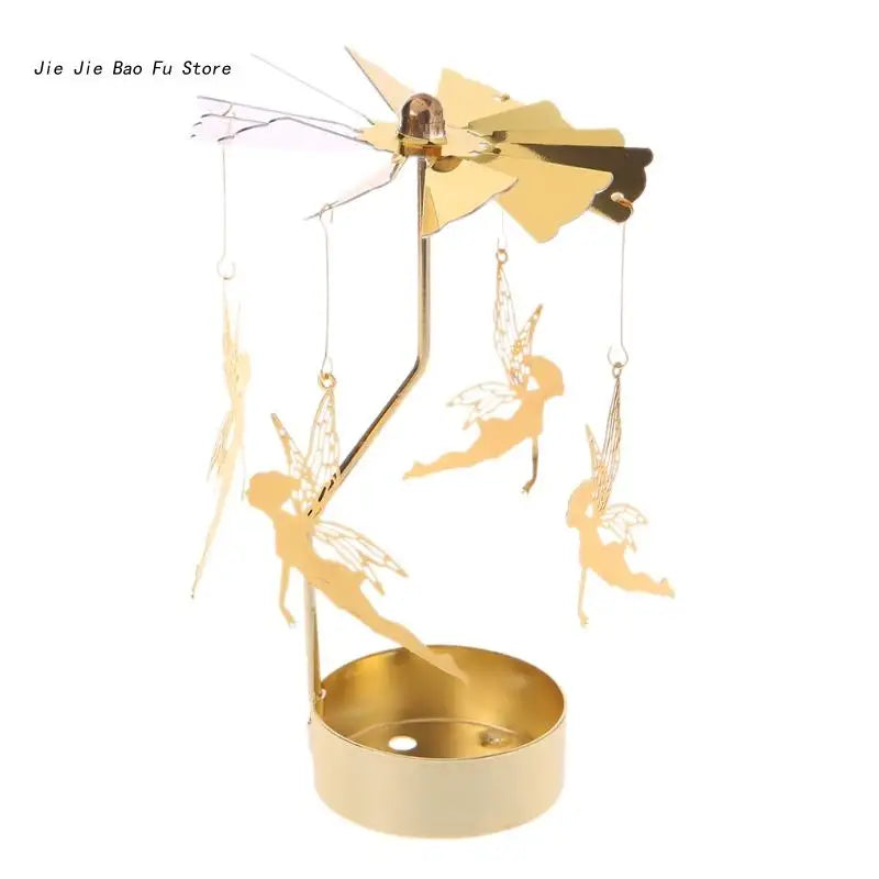 Rotary Spinning Tea Light Candle Holder Metal Tabletop Stand for Wedding and Home Decor, 3.15 x 5.12 in (8 x 13 cm)