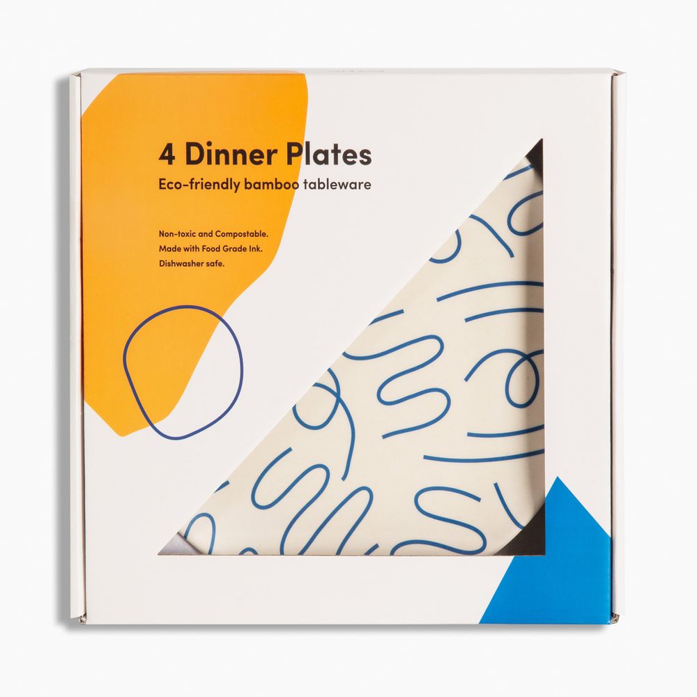 4pc Bamboo Dinner Plate Set – Eco-Friendly Tableware