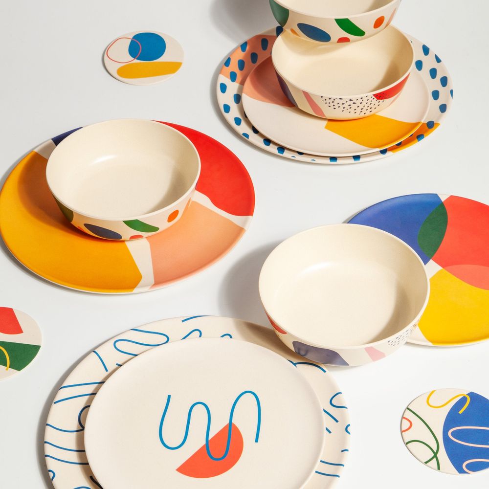 4pc Bamboo Dinner Plate Set – Eco-Friendly Tableware