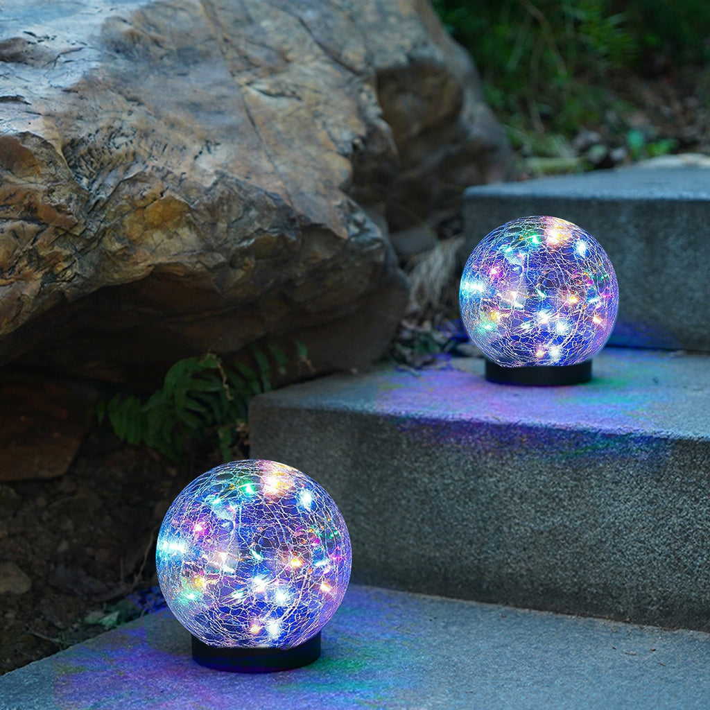 Solar Cracked Glass Garden Lights – Waterproof Outdoor LED (2-Pack)