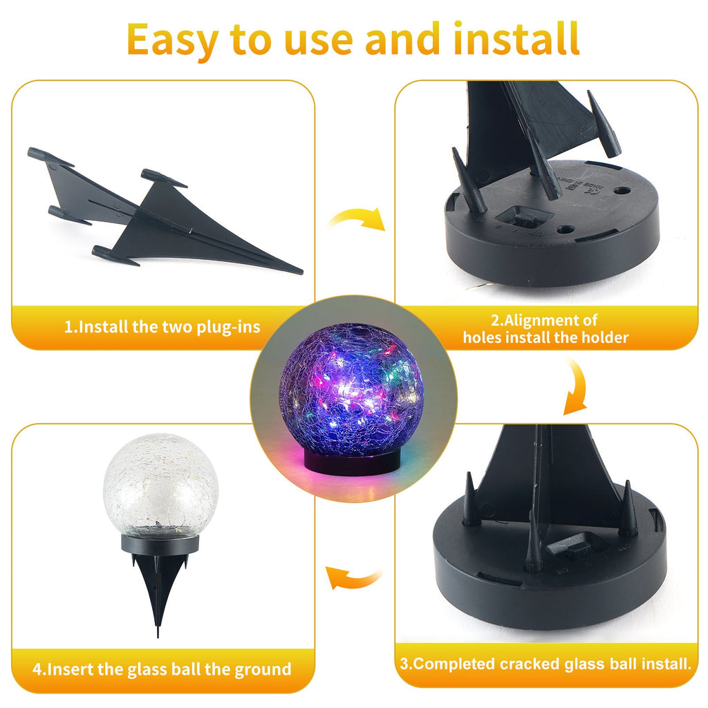 Solar Cracked Glass Garden Lights – Waterproof Outdoor LED (2-Pack)
