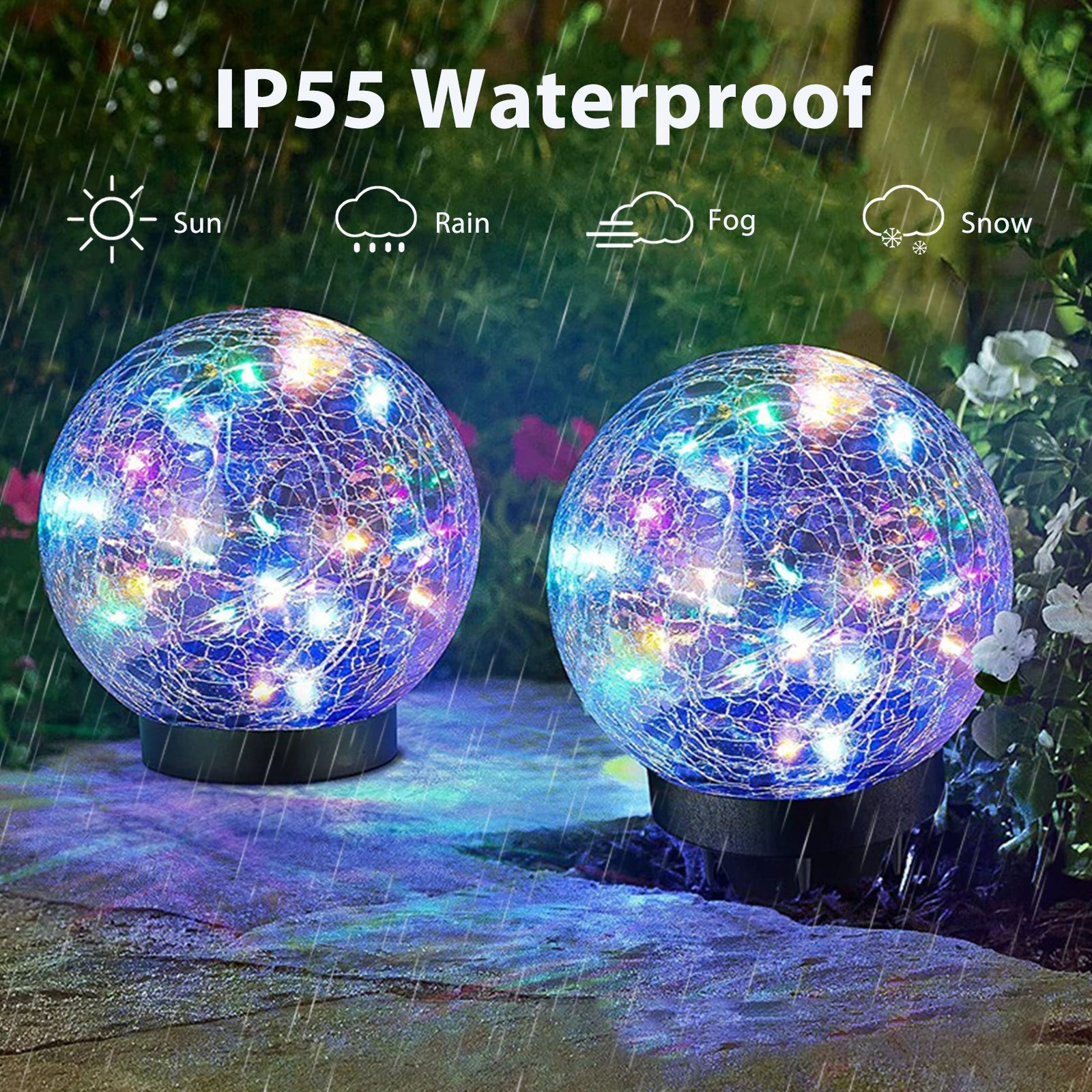 Solar Cracked Glass Garden Lights – Waterproof Outdoor LED (2-Pack)