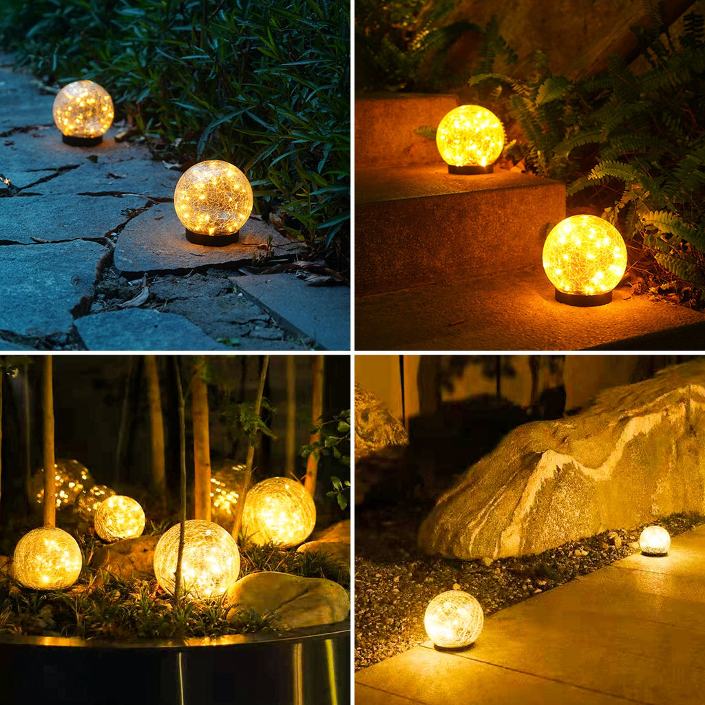 Solar Cracked Glass Garden Lights – Waterproof Outdoor LED (2-Pack)